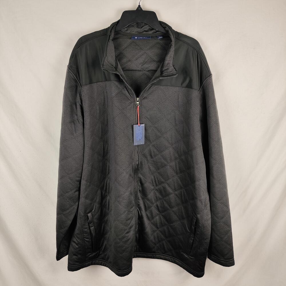 Cremieux Jacket Mens 4XLT Gray Quilted Full Zip Stand Collar Tall Man Big Tall